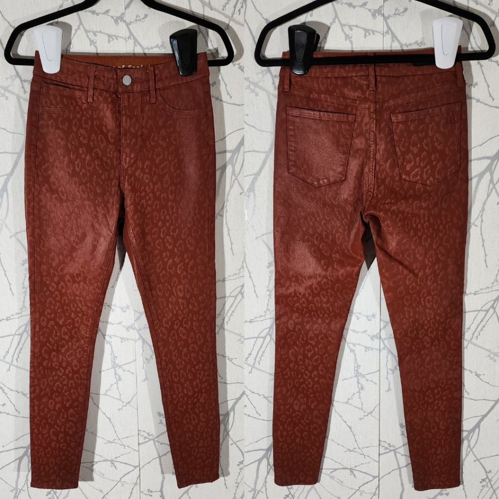 Articles Of Society Rust Leopard Print Coated Hig… - image 1